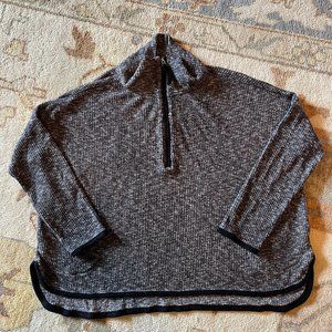 Anthropologie Saturday Sunday Gray Ribbed 1/4 Zip Up Oversized Sweater XS